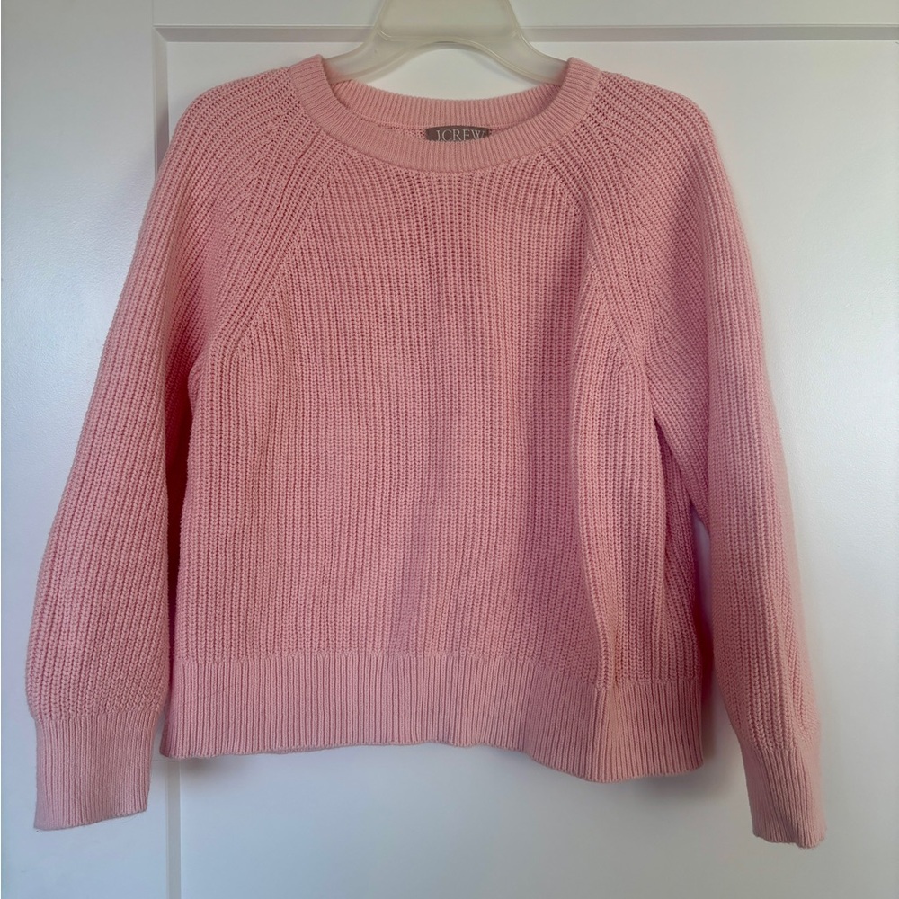 J.Crew 100% cotton pink fisherman sweater size Large